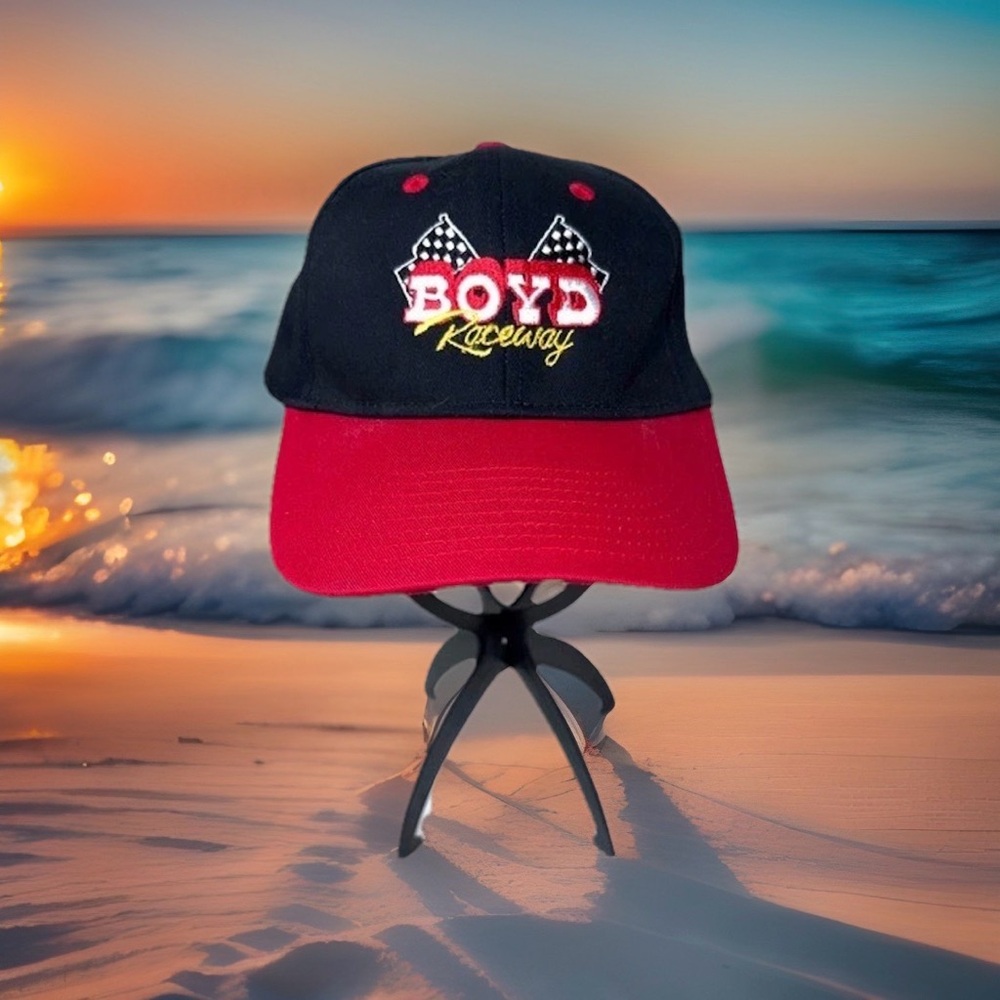Otto Collection Black Red Boyd Raceway Embroidered Baseball Cap Hat